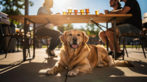 Happy golden retriever at dog friendly restaurants Pittsburg