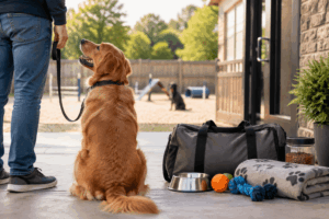 Dog training camp preparation before facility drop-off