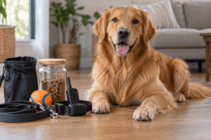 Professional dog training session with an owner